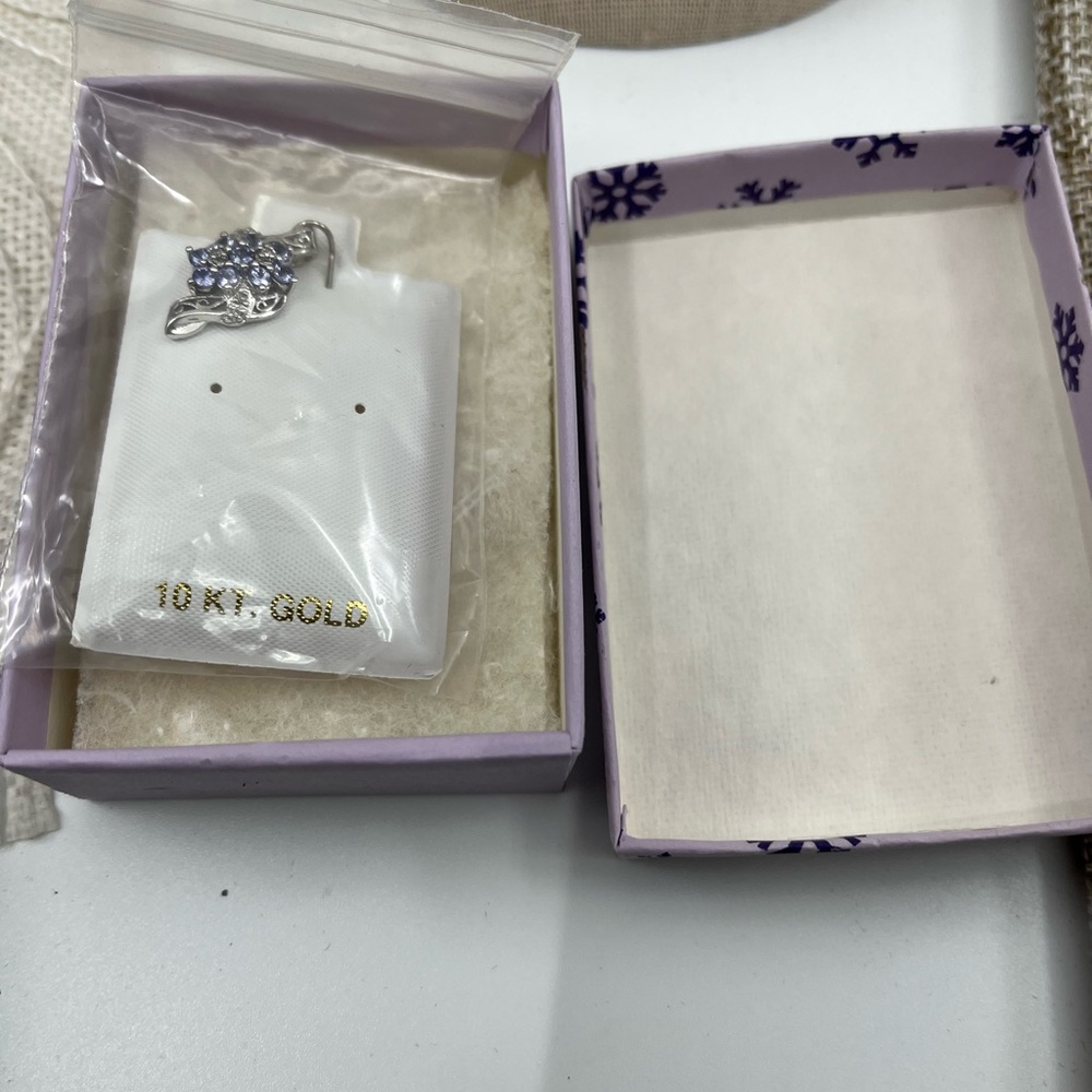 10K White Gold Tanzanite 💎 Diamond Accent Pendant - Vintage Estate, 1990s - Picture 14 of 15